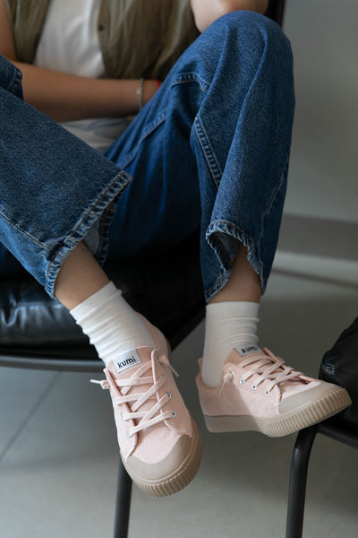 Pink Corduroy slip-on sneakers