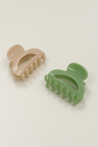 Green/Ivory Small hair clip (2 set)