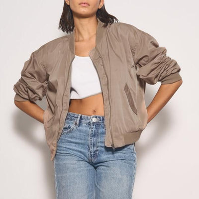 Oversize Chocolate Bomber Jacket