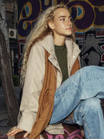 Rubberized coat in Taupe