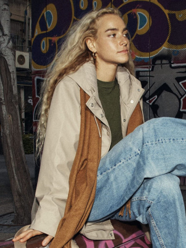 Rubberized coat in Taupe