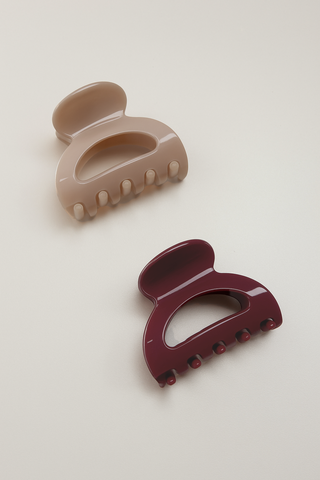 Burgundy/Beige Small hair clip (2 set)
