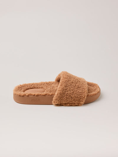 Tan Slides with fur