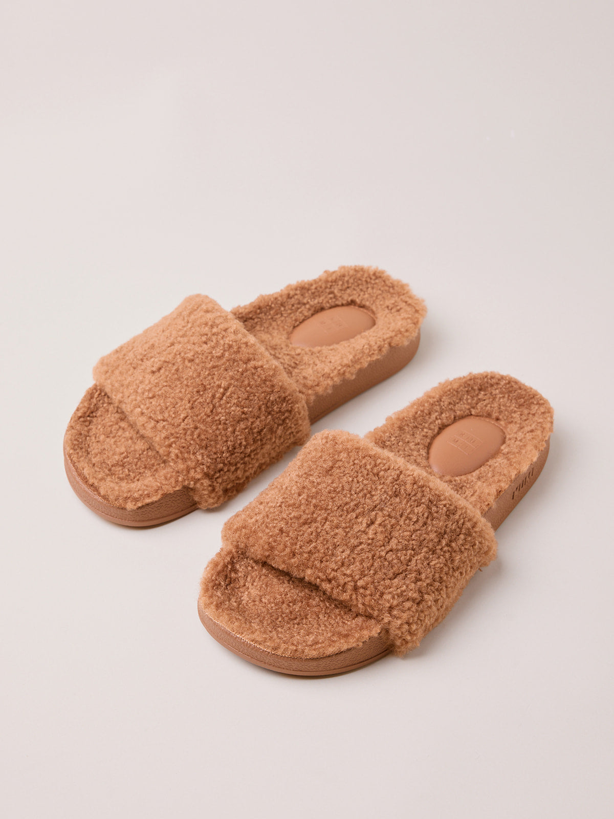 Tan Slides with fur