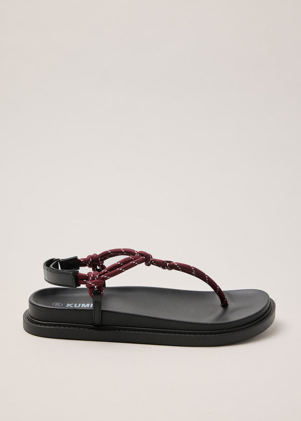 Cord sandals in Borgundy