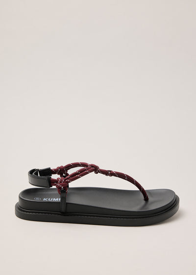 Cord sandals in Borgundy