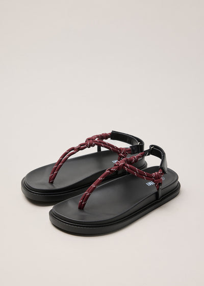 Cord sandals in Borgundy