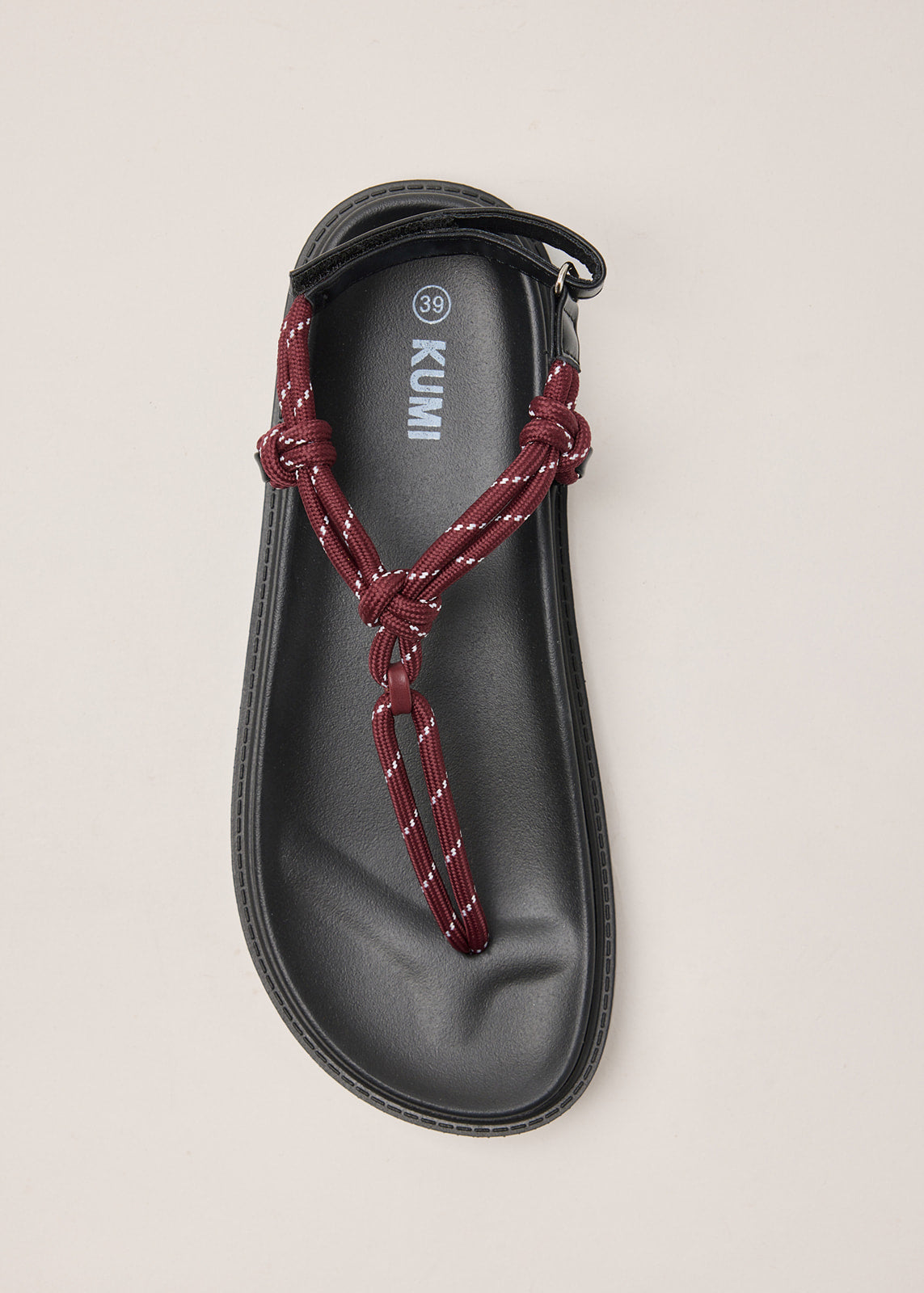 Cord sandals in Borgundy