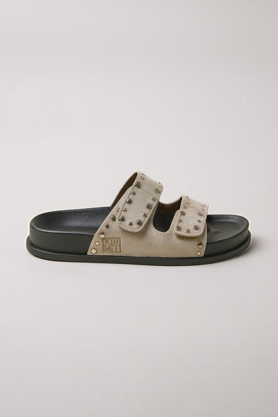Two strap slides Beige /studs