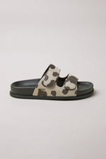 Two strap slides Cow print