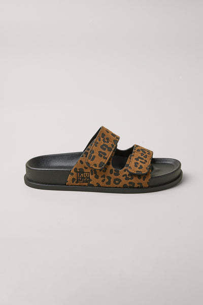 Two strap slides Brown Leopard