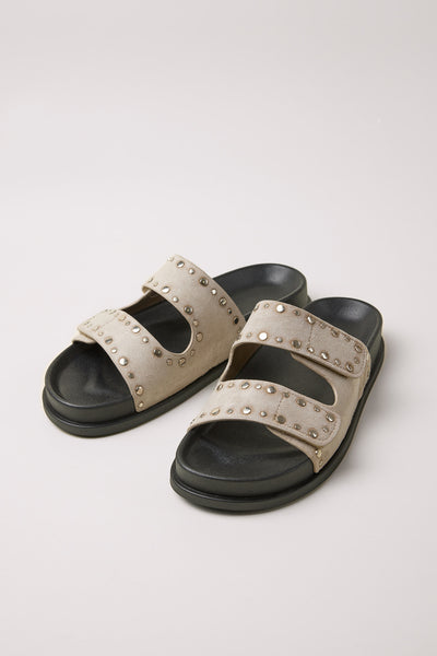 Two strap slides Beige /studs