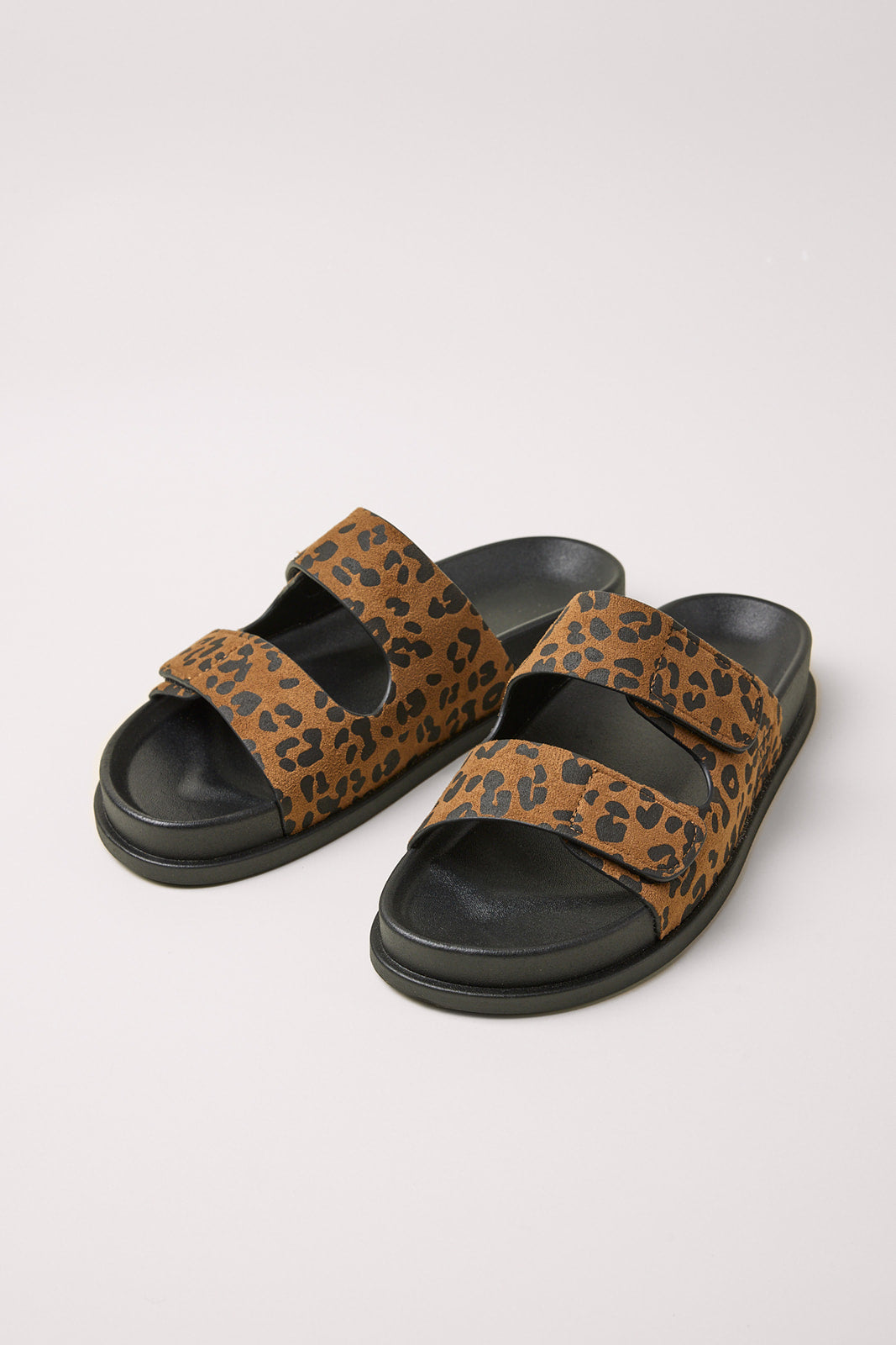 Two strap slides Brown Leopard