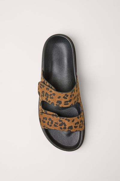 Two strap slides Brown Leopard