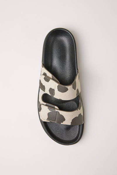 Two strap slides Cow print