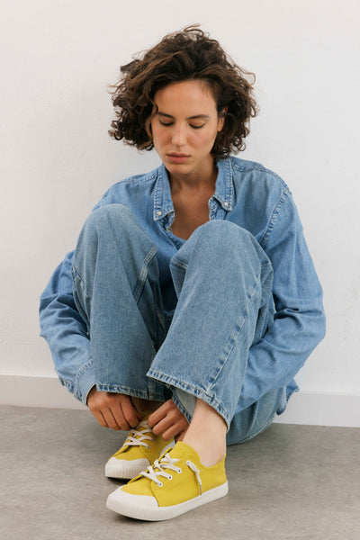 Yellow slip-on sneakers