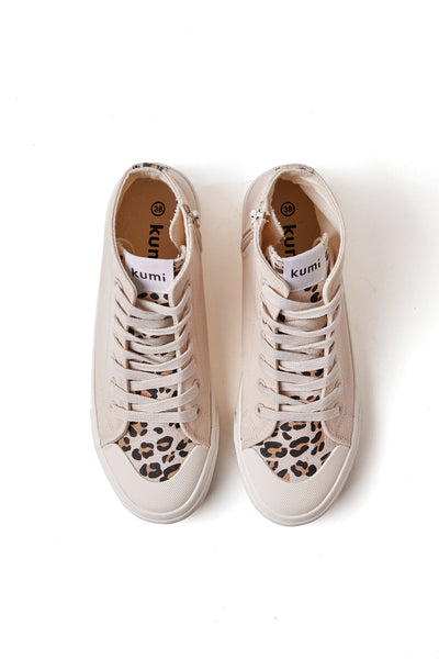Cream & Leopard High-Top sneakers